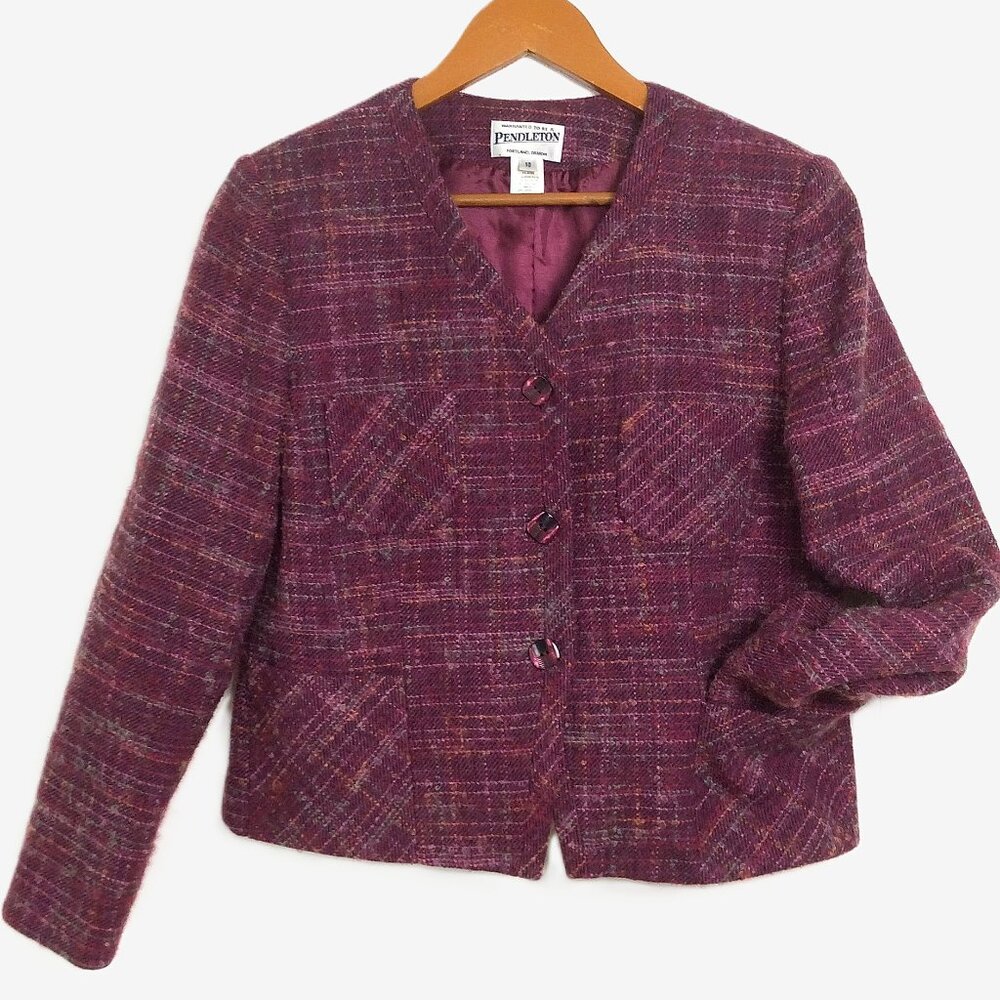 Pendleton Wool Tweed Blazer Jacket Size 10